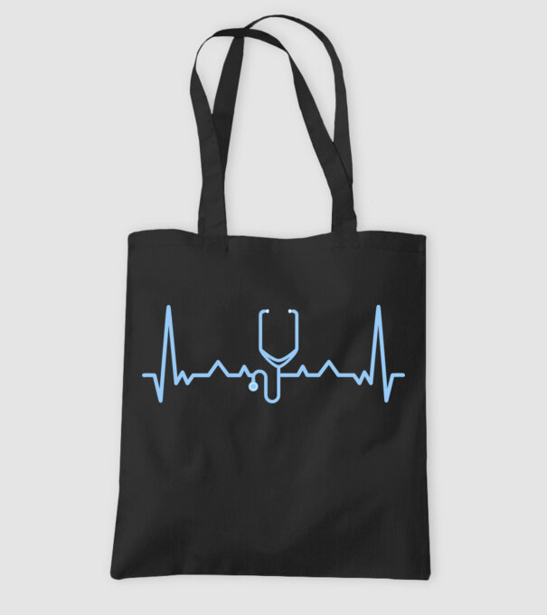 Heartbeat with stethoscope (színezhető) minta fekete pólón