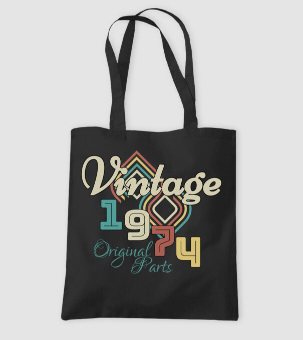 Vintage 1974 minta fekete pólón
