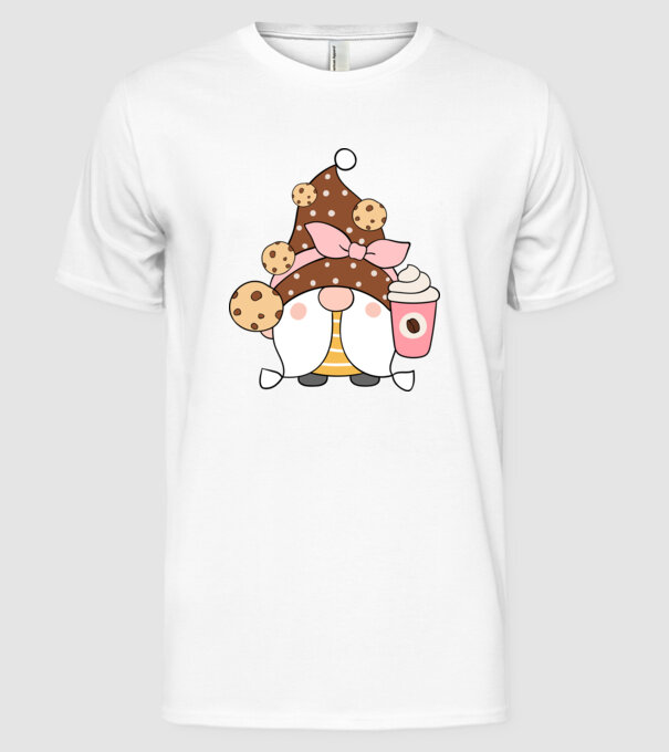 Coffee Gnomes minta fehér pólón