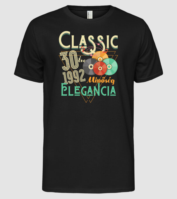 Classic 30 éve minta fekete pólón