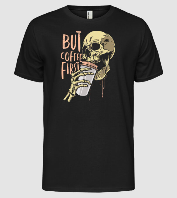 Coffee Skull minta fekete pólón