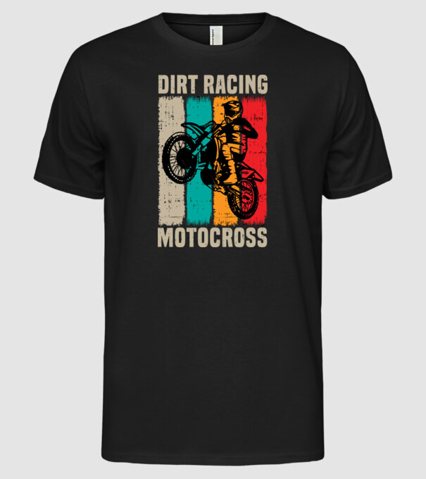 Motoros minta fekete pólón