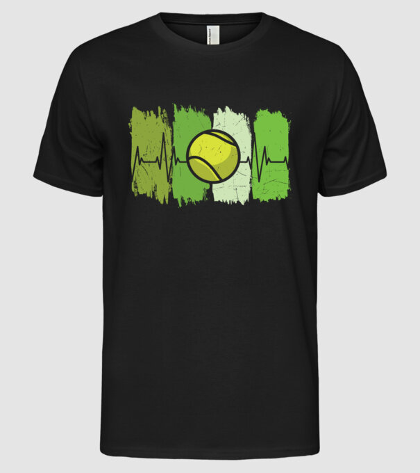Teniszlabda szívverés  minta fekete pólón