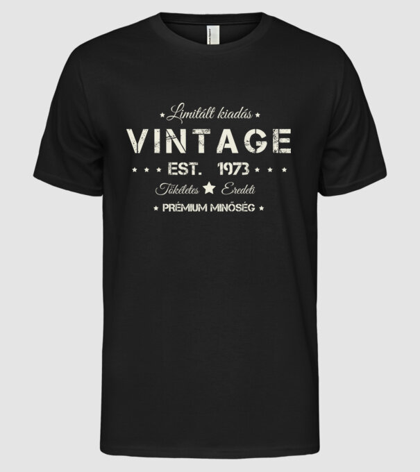 Vintage 1973 minta fekete pólón