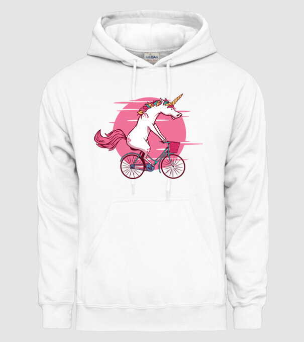Unicorn Bicycle minta fehér pólón