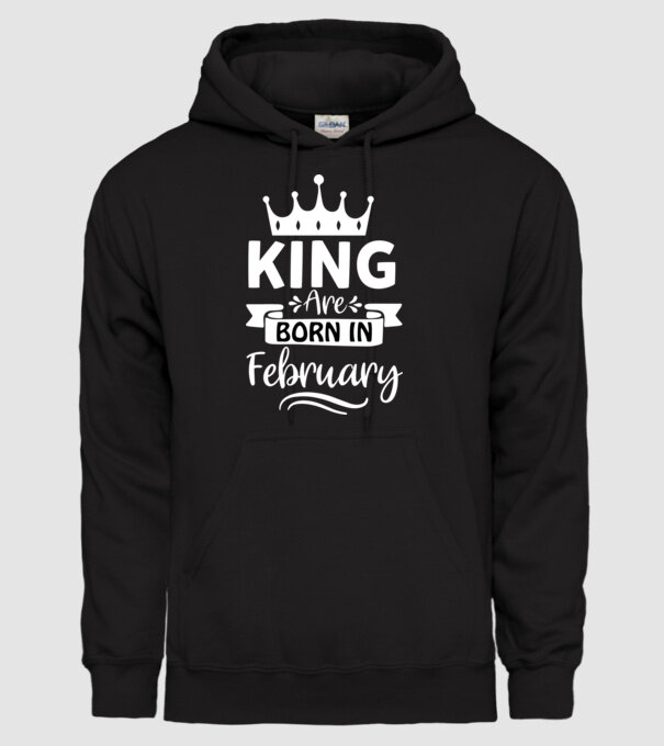 King Are Born In February minta fekete pólón