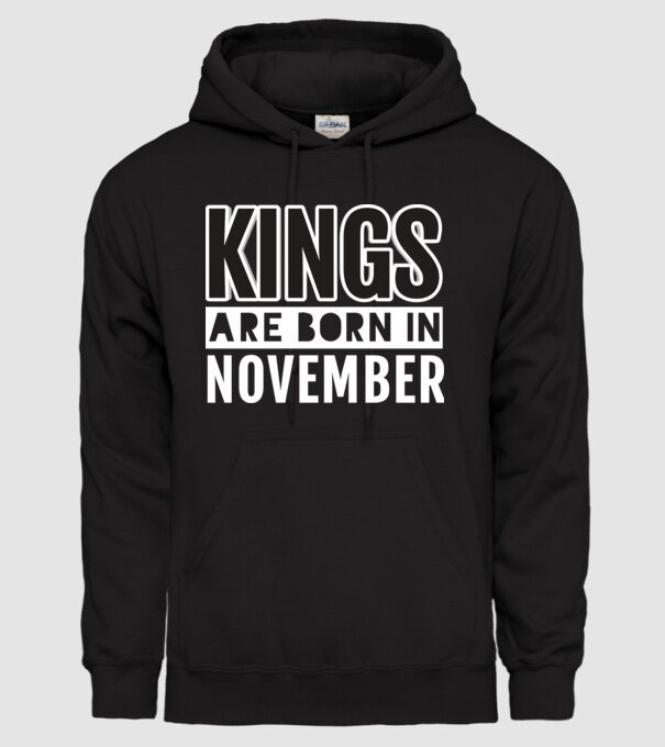 Kings are born in November minta fekete pólón