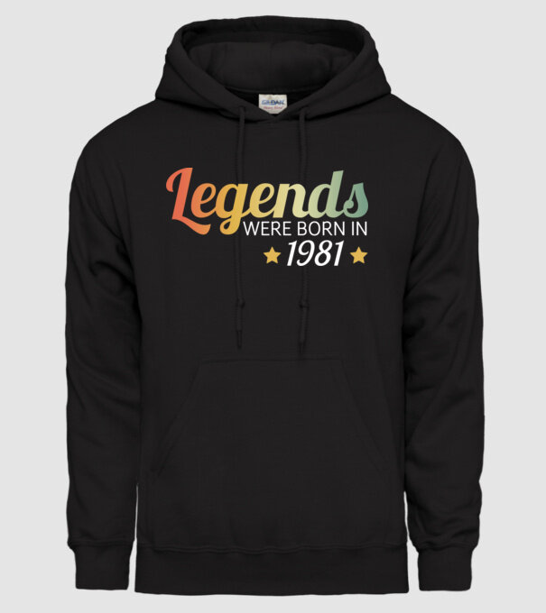 Legends were born in 1981 minta fekete pólón