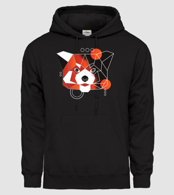 Polygonal Red Panda minta fekete pólón