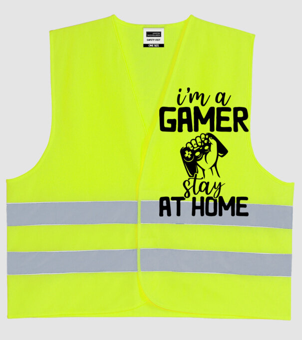 I'M A GAMER STAY AT HOME minta neonsárga pólón
