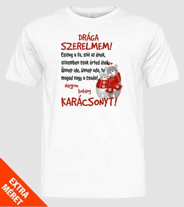 Boldog karácsonyt szerelmem minta fehér pólón