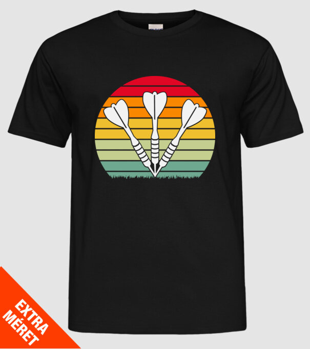 Retro darts minta fekete pólón