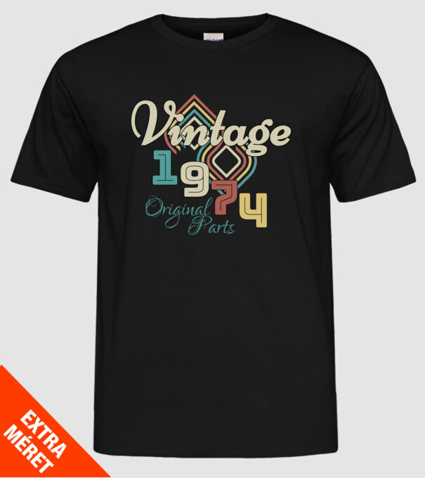 Vintage 1974 minta fekete pólón