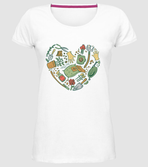 10717-Gardentools-Heart-tshirt-PR_t-shirt minta fehér pólón