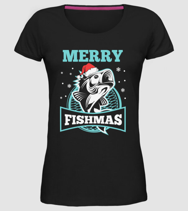Merry fishmas minta fekete pólón