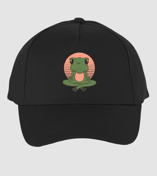 Yoga Frog minta fekete pólón