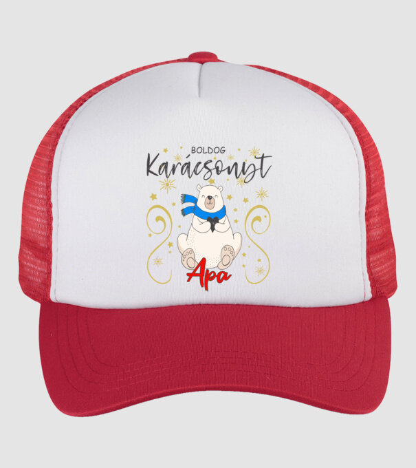 Boldog Karácsonyt Apa minta fehér/piros pólón