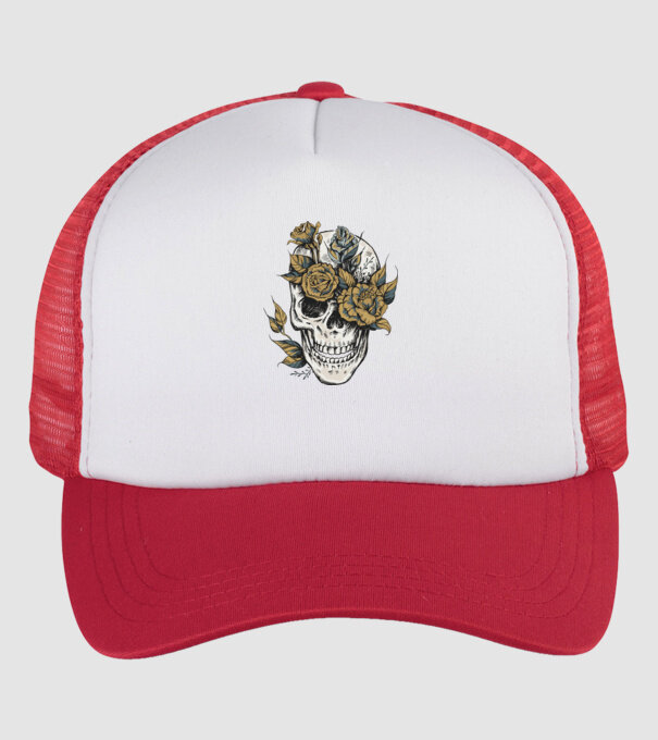 Skull minta fehér/piros pólón
