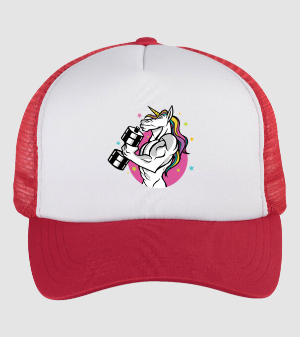 Unicorn minta fehér/piros pólón