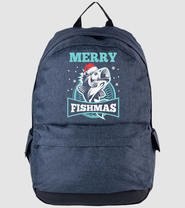 Merry fishmas minta farmerkék pólón
