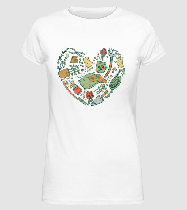 10717-Gardentools-Heart-tshirt-PR_t-shirt minta fehér pólón