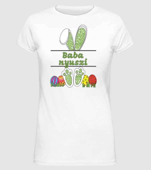 Baba nyuszi minta fehér pólón