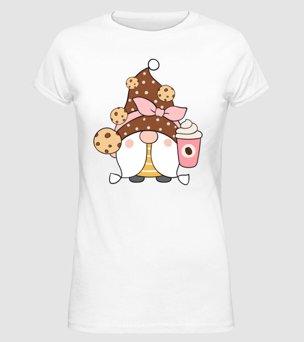 Coffee Gnomes minta fehér pólón