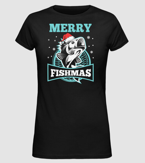 Merry fishmas minta fekete pólón