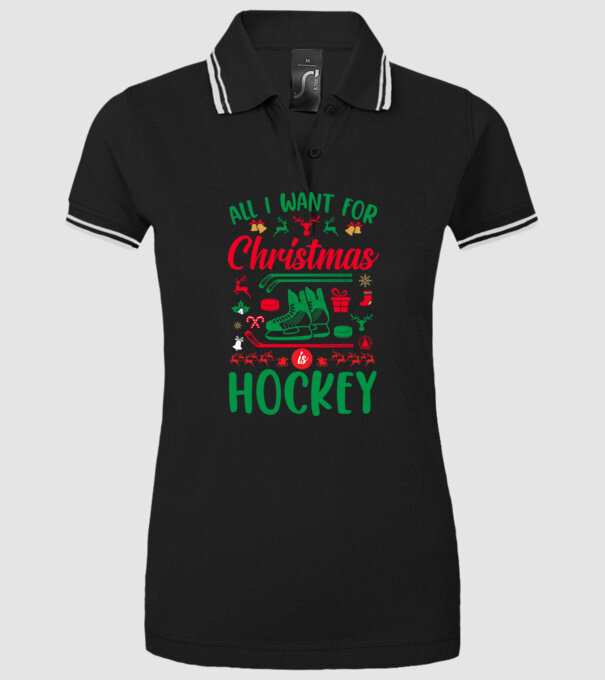 All I want for Christmas is hockey minta fekete pólón