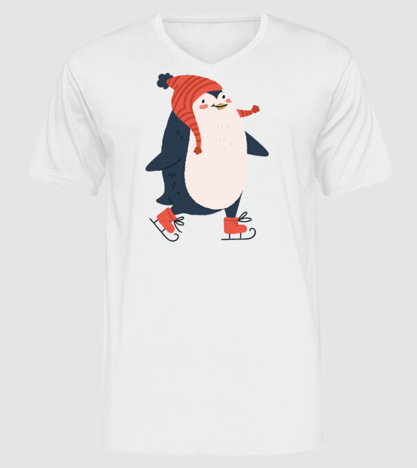 Cute christmas penguin minta fehér pólón