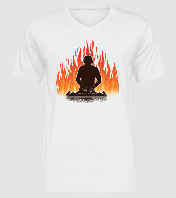 DJ Flames minta fehér pólón