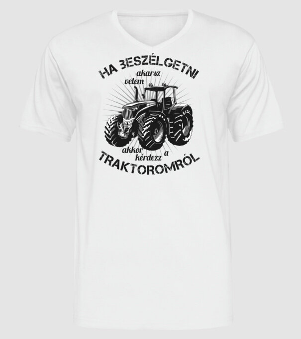 Traktoros minta fehér pólón