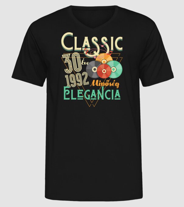 Classic 30 éve minta fekete pólón
