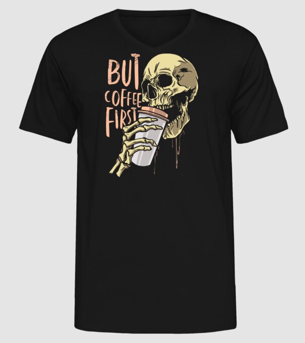 Coffee Skull minta fekete pólón