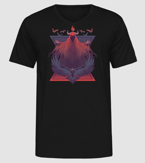 Demon raven minta fekete pólón