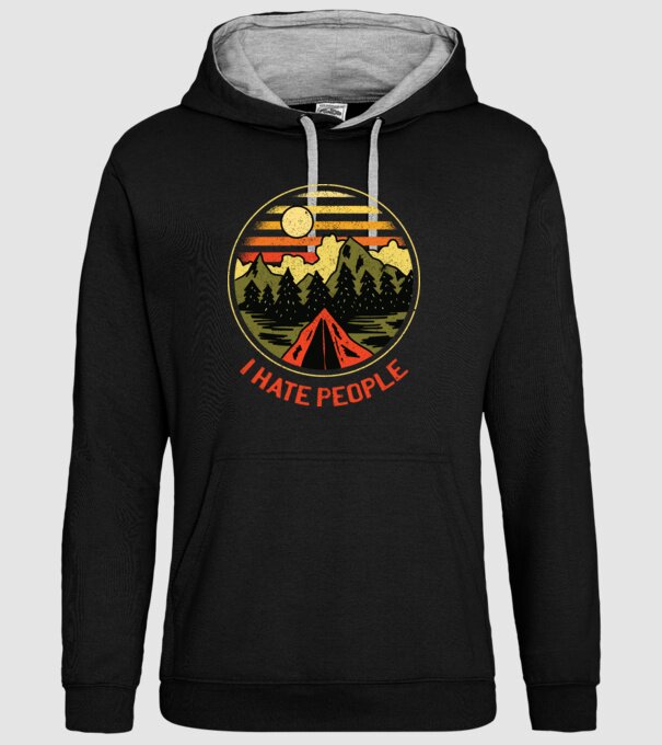 Camping Retro minta fekete pólón