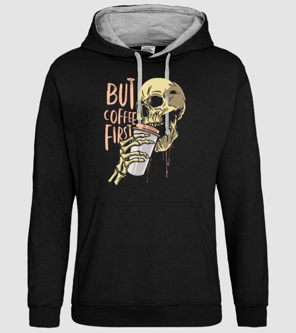Coffee Skull minta fekete pólón