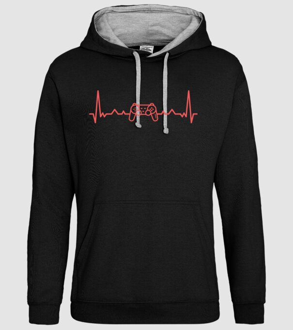 Heartbeat with gamepad minta fekete pólón