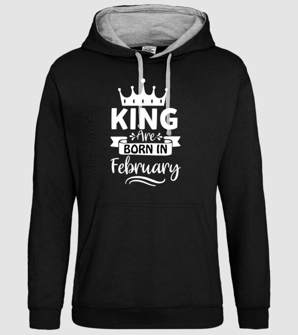 King Are Born In February minta fekete pólón