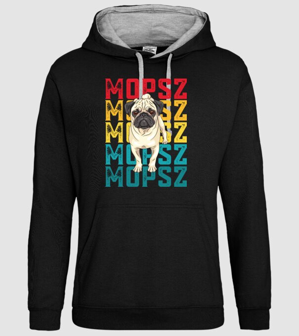 Mopsz  minta fekete pólón