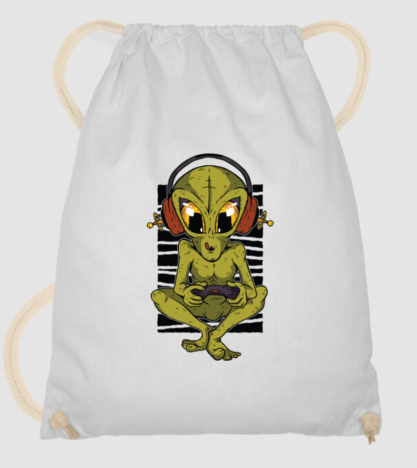 Alien gamer minta fehér pólón