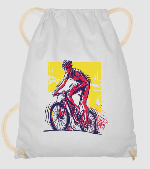 Cyclist minta fehér pólón