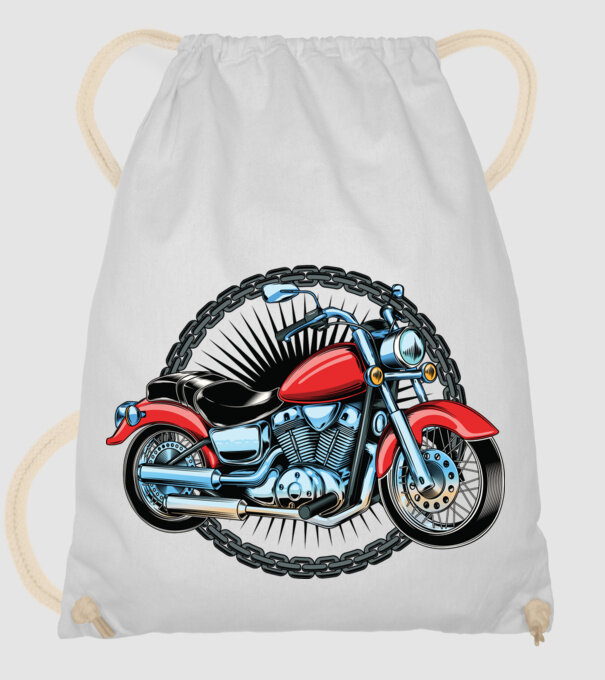 Motor minta fehér pólón