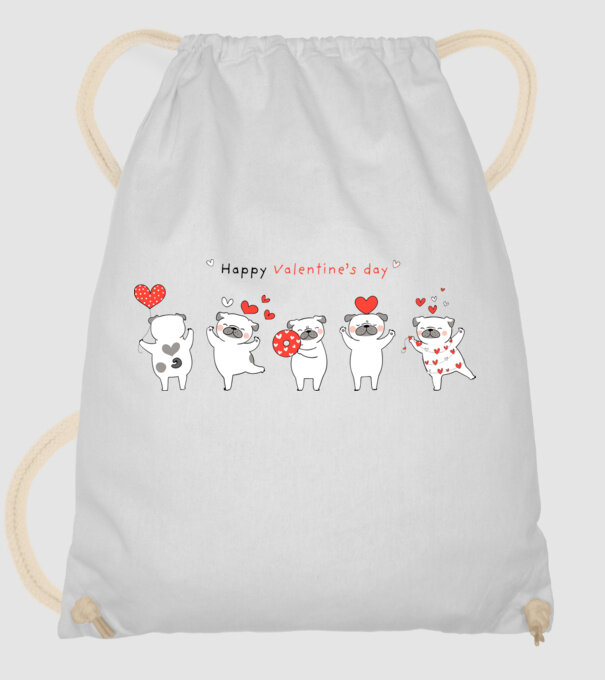 Pug dog with little red hearts valentine minta fehér pólón