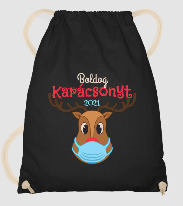 Boldog Karácsonyt 2021 minta fekete pólón