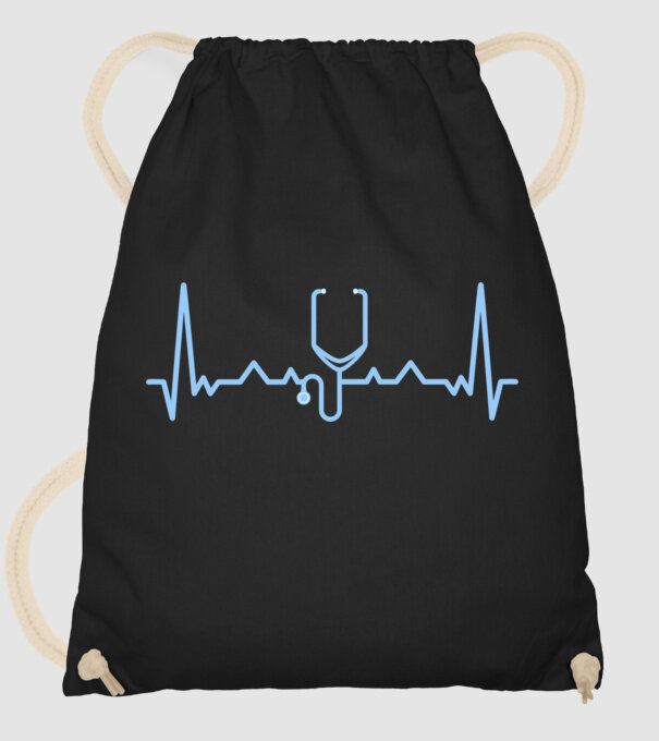 Heartbeat with stethoscope (színezhető) minta fekete pólón