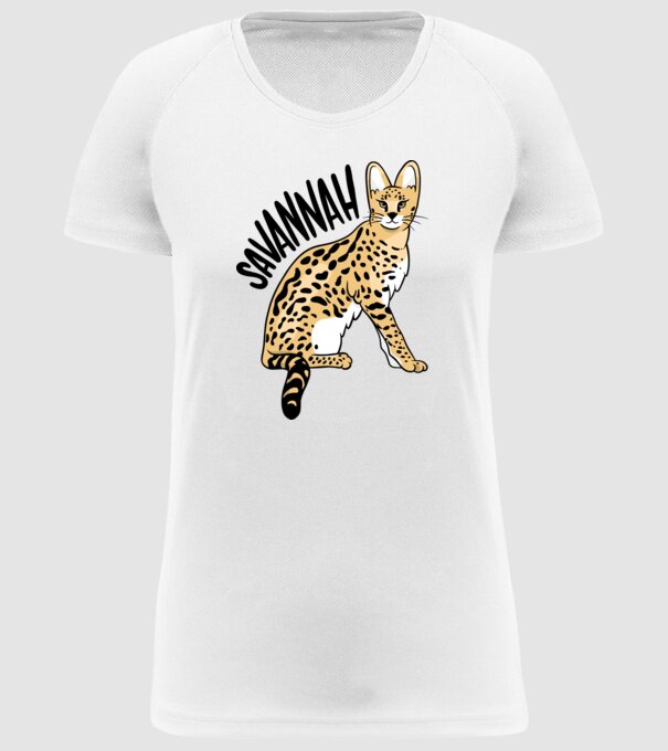 Savannah Cat minta fehér pólón
