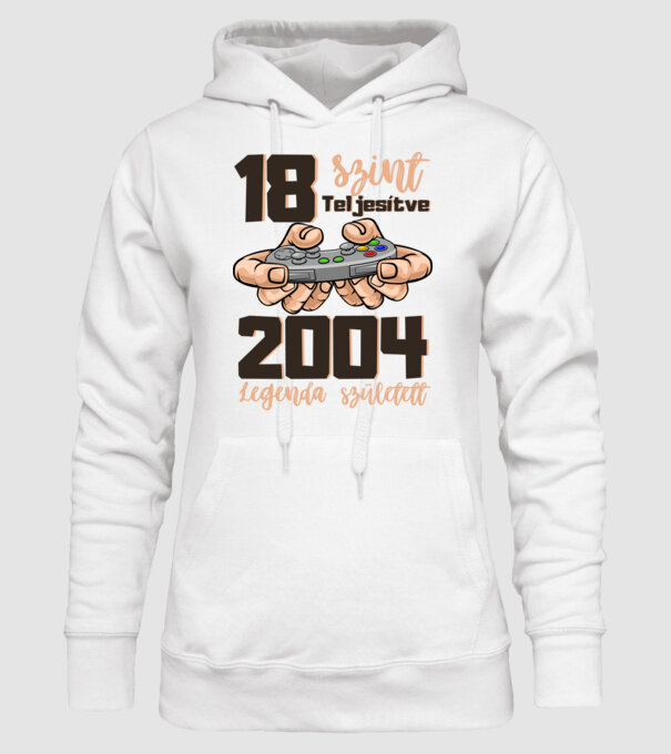 18. szint teljesítve minta fehér pólón