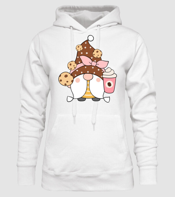 Coffee Gnomes minta fehér pólón