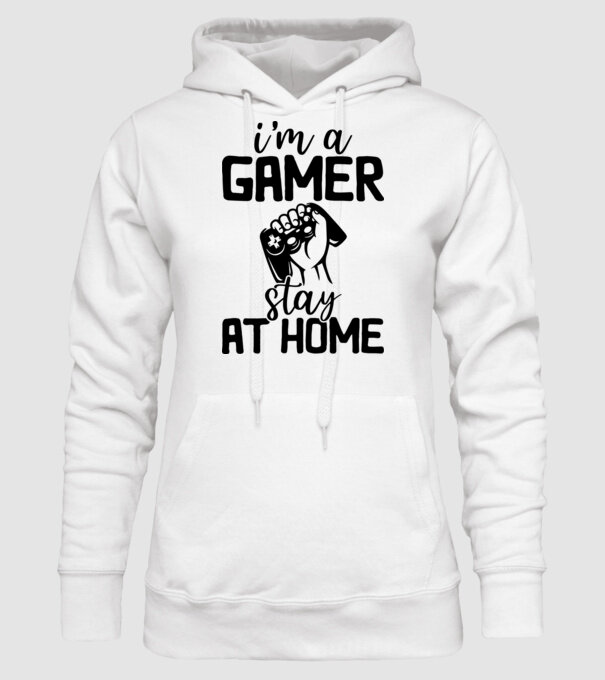 I'M A GAMER STAY AT HOME minta fehér pólón